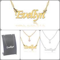 Colar de Nomes Evellyn Folheado a dourado Ou Preteada Prata Em Aço Inox Corrente De Letra Colar de Nomes Evellyn Folheado a dourado Ou Preteada Prata Em Aço Inox Corrente De Letra