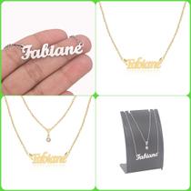 Colar de Nomes Fabiane Folheado a dourado Ou Preteada Prata Em Aço Inox Corrente De Letra
