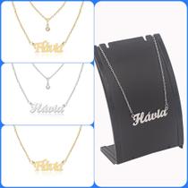 Colar de Nomes Flavia Folheado a dourado Ou Preteada Prata Em Aço Inox Corrente De Letra Colar de Nomes Flavia Folheado a dourado Ou Preteada Prata Em Aço Inox Corrente De Letra