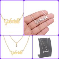 Colar de Nomes Gabriele Folheado a dourado Ou Preteada Prata Em Aço Inox Corrente De Letra Colar de Nomes Gabriele Folheado a dourado Ou Preteada Prata Em Aço Inox Corrente De Letra