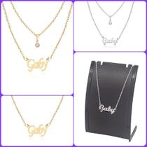 Colar de Nomes Gaby Folheado a dourado Ou Preteada Prata Em Aço Inox Corrente De Letra Colar de Nomes Gaby Folheado a dourado Ou Preteada Prata Em Aço Inox Corrente De Letra