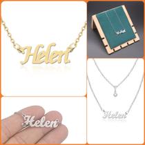 Colar de Nomes Helen Folheado a dourado Ou Preteada Prata Em Aço Inox Corrente De Letra