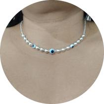 Colar de Olho Grego Feminino Folheado a Prata 925 Banhado Colar de Olho Grego Feminino Folheado a Prata 925 Banhado