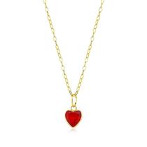 Colar De Ouro 18k Americana Feminino 40cm Coração Zircônia Cor:Vermelho Colar De Ouro 18k Americana Feminino 40cm Coração Zircônia Cor:Vermelho