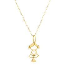 Colar De Ouro 18k Feminino Bailarina 45cm Pingente Filha