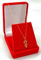 Colar De Ouro 18k Veneziana E Pingente Menina Feminina Cordão De 50cm Colar De Ouro 18k Veneziana E Pingente Menina Feminina Cordão De 50cm