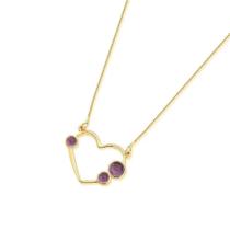 Colar de Pedra Natural Coração Ametista folheado a ouro 18k Colar de Pedra Natural Coração Ametista folheado a ouro 18k