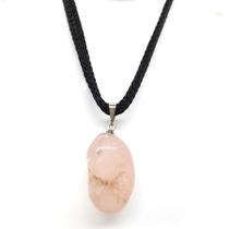 Colar de Pedra Quartzo Rosa Natural Paz e Purificação 2 cm