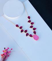 Colar De Pedraria Cannes Pink Com Rosa