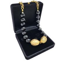 Colar de Pedras Naturais Banho De Ouro 4813