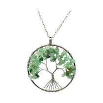 Colar de pedras preciosas Tree of Life para mulheres, pingente Chakra, joias, 5 cores