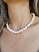 Colar de Pérola Dourado com Extensor de 10 cm - Feito à Mão Acessórios