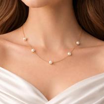 Colar De Pérolas 5mm Ouro 18k Pérolas Naturais - 50cm Colar De Pérolas 5mm Ouro 18k Pérolas Naturais - 50cm