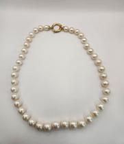Colar de Pérolas Brancas Extras Naturais 10mm Fecho Ouro 18k Colar de Pérolas Brancas Extras Naturais 10mm Fecho Ouro 18k