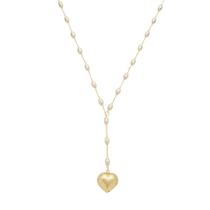 Colar de pérolas cecília pingente coração folheado a ouro 18k