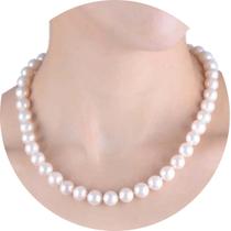 Colar de Pérolas Clássico Feminino Elegante 8mm Luxo Elegant