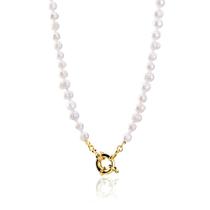 Colar de Pérolas com fecho boia grande em semijoia