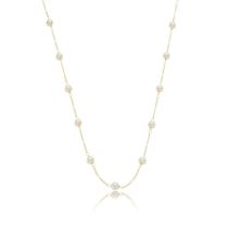 Colar de Pérolas Feminino Gargantilha Mini Esferas Lisas 18k