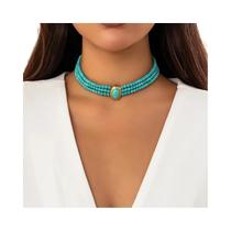 Colar De Pérolas Imitadas Multicamadas Para Mulheres, Choker Simples Com Contas De Pedra Natural,