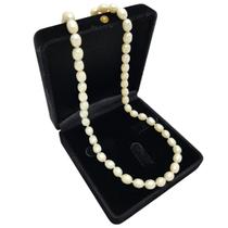 Colar De Pérolas Legítimas 45cm Fecho Cravejado Magnético Banho De Ouro 4824