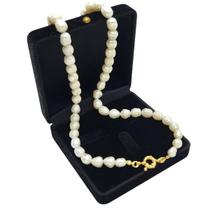 Colar De Pérolas Naturais Barrocas Água Doce Banho De Ouro 18k 4794 Colar De Pérolas Naturais Barrocas Água Doce Banho De Ouro 18k 4794