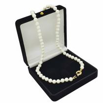 Colar De Pérolas Shell 6mm 60cm Banho De Ouro 4846