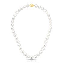 Colar de pérolas shell ovaladas banhado a ouro - 45 cm