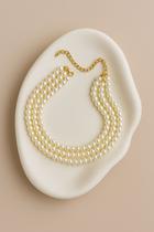 Colar de Pérolas triplo folheado a ouro modelo elegante Colar de Pérolas triplo folheado a ouro modelo elegante