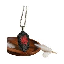 Colar De Pingente De Aço Inoxidável Rosa Gótica Para Casais, Acessórios DIY Para Halloween