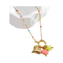 Colar De Pingente De Concha Estrela Do Mar Com Contas Coloridas Para Mulheres, Joia De Estilo