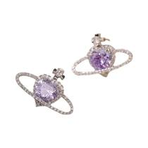 Colar De Pingente De Zircônia Saturno Em Aço Inoxidável Prateado Para Mulheres, Joia Luxuosa Para