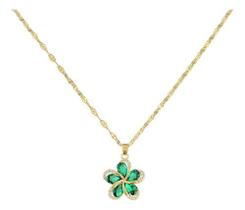 Colar De Pingente Flores Verde Dieyuro
