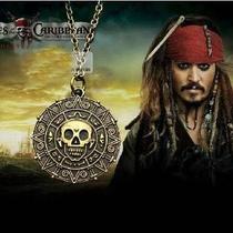 Colar De Pirata Masculino Medalhão Ouro Asteca Caveira Geek