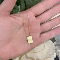 Colar de Plaquinha com Olho Grego Folheado a Ouro 18K