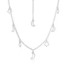 Colar de Prata 925 Astros Lua e Estrelas