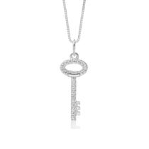 Colar de Prata 925 Chave Cravejada Colar de Prata 925 Chave Cravejada