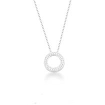 Colar de Prata 925 Círculo Cravejado Branco 15mm Colar de Prata 925 Círculo Cravejado Branco 15mm