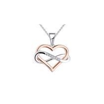 Colar de prata 925 com coração banhado a ouro rosa para mulheres