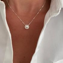 Colar de Prata 925 com Pérola e Zircônias Elegância Clássica Colar de Prata 925 com Pérola e Zircônias Elegância Clássica