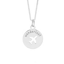 Colar de Prata 925 Medalha Wanderlust Viagem Colar de Prata 925 Medalha Wanderlust Viagem