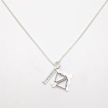 Colar de Prata 925 Orixás Patuá Oxóssi com Corrente Groumet de 45cm