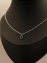 Colar de Prata 925 Ponto de Luz Gota Azul Marinho 45cm Colar de Prata 925 Ponto de Luz Gota Azul Marinho 45cm