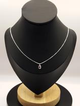 Colar de Prata 925 Ponto de Luz Gota Rosa - Elegância e Brilho em 45cm Colar de Prata 925 Ponto de Luz Gota Rosa - Elegância e Brilho em 45cm