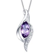Colar de prata 925 Water Drop Amethyst para mulheres