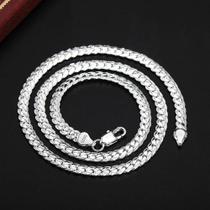 Colar de Prata Banhado a Ouro 6mm - 8, 18, 20 e 24 Polegadas - Unissex Colar de Prata Banhado a Ouro 6mm - 8, 18, 20 e 24 Polegadas - Unissex