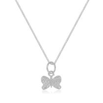 Colar de Prata Borboleta Mini Cravejado Tamanho:45 cm Colar de Prata Borboleta Mini Cravejado Tamanho:45 cm