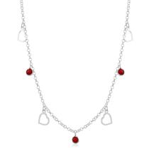 Colar de Prata Choker Coração e Zircônias Vermelha