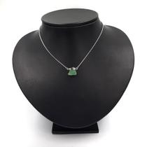 Colar de Prata Choker de Quartzo Verde Bruta acabamento em Filete Colar de Prata Choker de Quartzo Verde Bruta acabamento em Filete