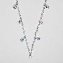 Colar de Prata Coleção Wishes Zircônias Sky e Brancas 40cm com 5cm de extensor