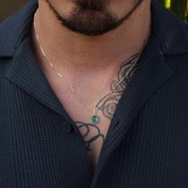 Colar de Prata Cristal Slim Turquesa